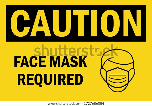 Face Mask Required Warning Sign Black: เวกเตอร์สต็อก (ปลอดค่าลิขสิทธิ์