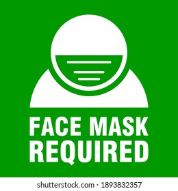 Face Mask Required or Wear a Mask Coronavirus Covid-19 Warning Icon. Vector Image.