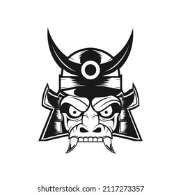 face mask samurai shogun demon logo design, vector graphic symbol icon sign illustration