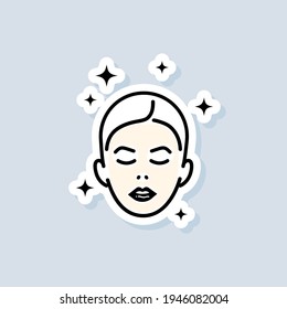 Face mask sheet sticker. Skin care concept. Beauty skin logo. Vector on isolated white background. EPS 10.