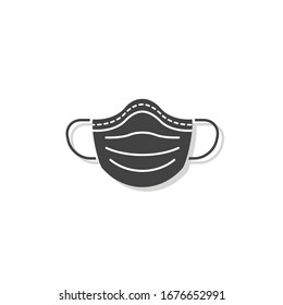 Face mask sign. N95 or surgical breathing respiratory protection. Nose cover. Coronavirus prevention. Biohazard head gear. Sanitary product brand service. Awareness board banner display label. Black.
