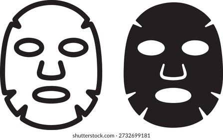 Gesichtsmaske Silhouetten einzeln auf weißem Hintergrund, Abbildung