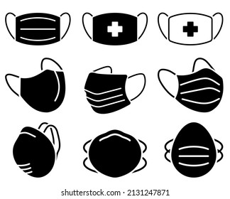 face mask, surgical mask icon set