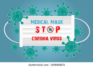 Face mask. Surgical mask. Medical mask for prevent harmful germs. Stop COVID-19 Coronavirus concept vector design.