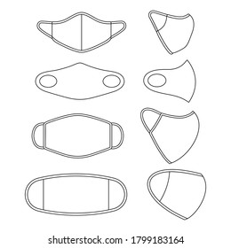Face mask template outline template design set