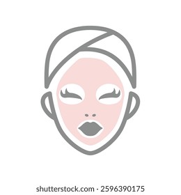 Face mask treatment for hydration and skin care. Facial mask sheet vector icon.