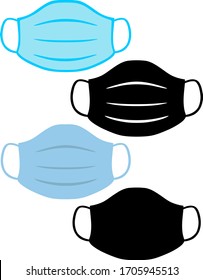 Face Mask vector black silhouette  isolated