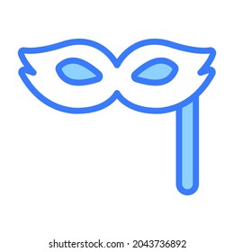 face mask vector Blue outline icon. Hindu festival, Hindu celebration icon.