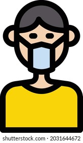face mask vector color line icon