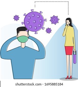 Face mask vector concept with male figure wearing a face mask to avoid getting infected by coronavirus