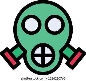face mask vector flat color icon 