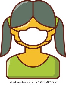 face mask vector flat color icon