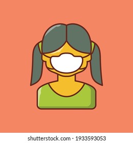 face mask vector flat color icon