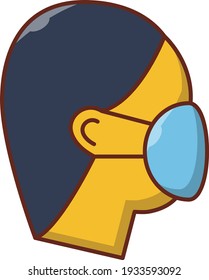 face mask vector flat color icon