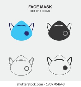 Symbol für die Vektorillustration von Gesichtsmasken: Krankheitsprävention und Schlagmasken
