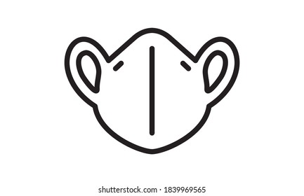 Face mask vector icon isolated on white background