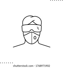 Icono de vector de máscara facial en contornos