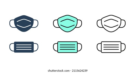 Face mask vector icon. Respirator virus protection sign. Wear mask isolated on white backround.