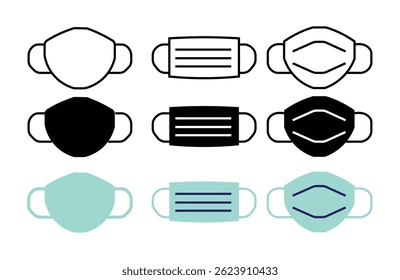 Ícone de vetor da máscara facial. Sinal de proteção contra vírus respiratório. Ícone de máscara facial símbolo de proteção contra vírus corona. Covid 19. Ilustração do vetor de estoque