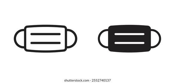 Face mask vector icon set black filled and outlined style.