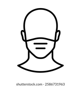 Face mask vector icon showing a person with protection. Editable stroke.