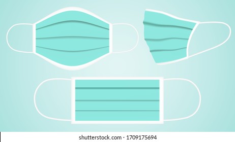 Gesichtsmaske, Atemmaske, Krankenhausatmung Schutzmaske Vektorillustration