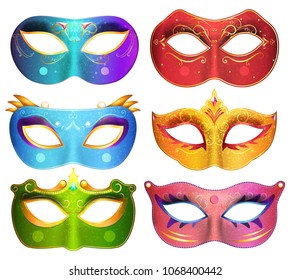 Face masks collection for masquerade party. Vector illustration