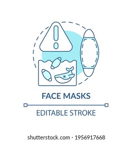 Face masks concept icon. Top environmental challenges idea thin line illustration. Protective equipment. Impact on environment. Vector isolated outline RGB color drawing. Editable stroke