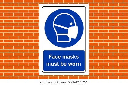 Face masks must be worn right sign on a wall