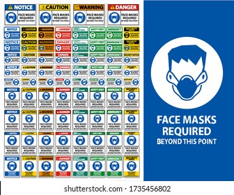 Face Masks Required Beyond This Point Sign Isolate On White Background