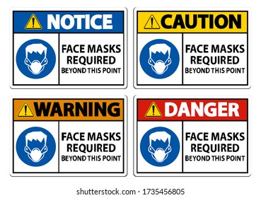Face Masks Required Beyond This Point Sign Isolate On White Background