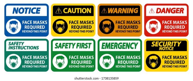 Face Masks Required Beyond This Point Sign Isolate On White Background