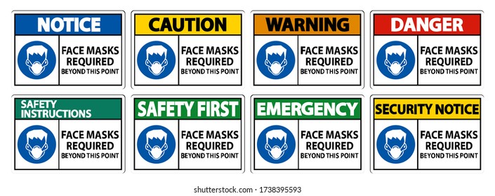 Face Masks Required Beyond This Point Sign Isolate On White Background