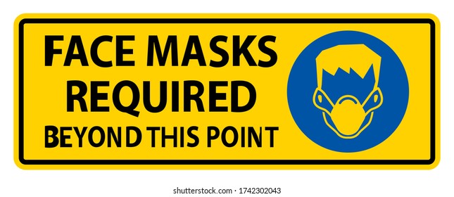 Máscaras De Cara Necesarias Más Allá De Este Signo De Punto Aisladas En Fondo Blanco,Ilustración Vector EPS.10
