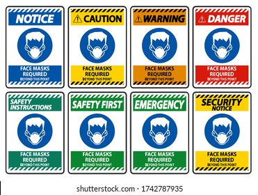 Face Masks Required Beyond This Point Sign Isolate On White Background