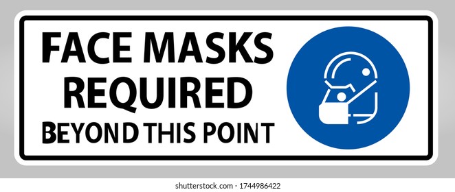 Máscaras De Cara Necesarias Más Allá De Este Signo De Punto Aisladas En Fondo Blanco,Ilustración Vector EPS.10
