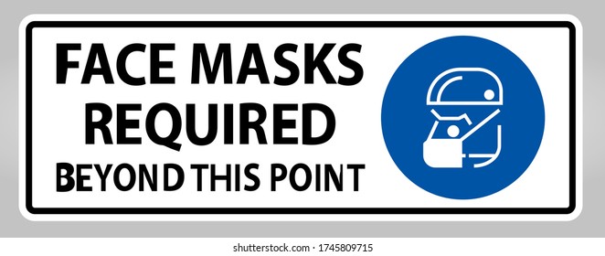 Máscaras De Cara Necesarias Más Allá De Este Signo De Punto Aisladas En Fondo Blanco,Ilustración Vector EPS.10