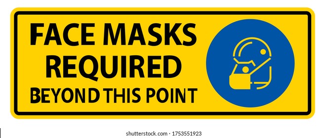 Máscaras De Cara Necesarias Más Allá De Este Signo De Punto Aisladas En Fondo Blanco,Ilustración Vector EPS.10