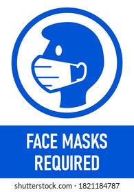 Face Masks Required Vertical Instruction Sign with an Aspect Ratio of 3:4. Vector Image.