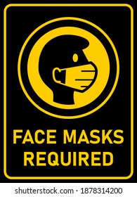 Face Masks Required Vertical Instruction Sign against the Spread of the Novel Coronavirus Covid-19, with an Aspect Ratio of 3:4. Vector Image.