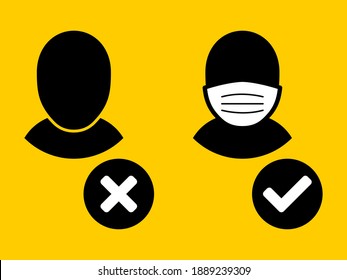 Face Masks Required or Wear a Mask Sign. Vector Image.