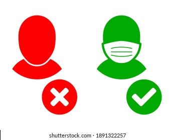 Face Masks Required or Wear a Mask Sign. Vector Image.