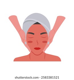 Face Massage flat vector illustration isolated