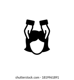 Face Massage Icon in black flat glyph, filled style isolated on white background