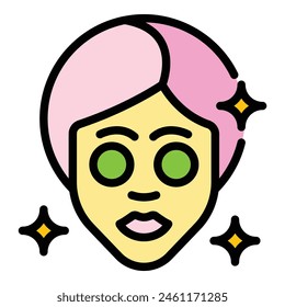 Face massage icon outline vector. Woman facial. Skin beauty color flat