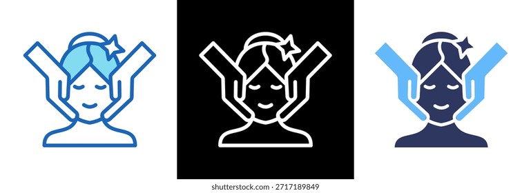 Icono de masaje facial triplestyle Ilustración vectorial