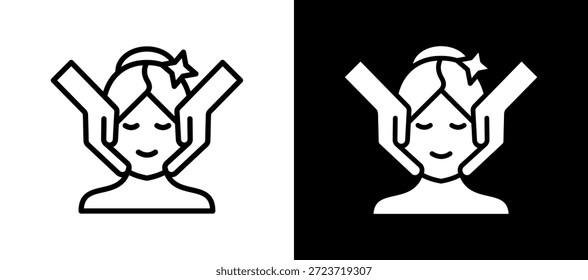 Icono de masaje facial blanco negro Ilustración vectorial