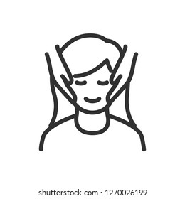 face massage. linear icon. Line with editable stroke