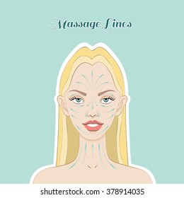 Face massage lines vector illustration