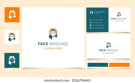 Face massage logo design with editable slogan. Branding book and business card template.